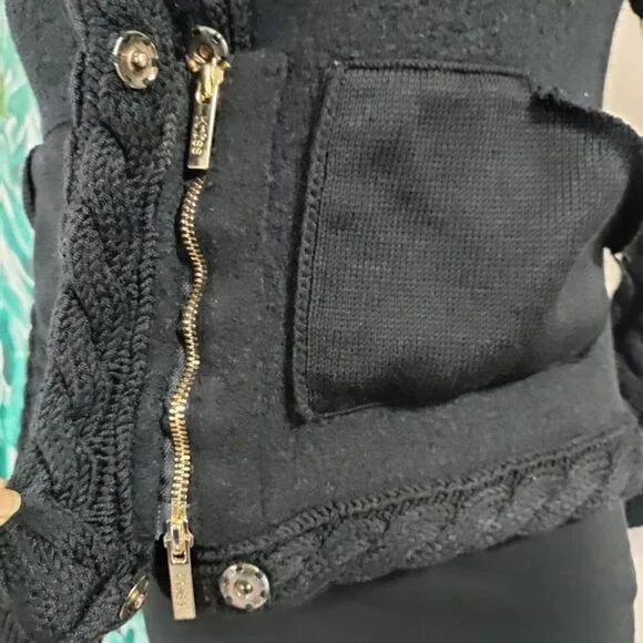 Knitss Wool Cable Knit Black Thick Lux Cardigan Twee M - Picture 5 of 16